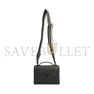 PRADA SHOULDER BAG HANDBAG MONOCHROME SAFFIANO BLACK 1BD317 (21*14*6.5cm) 